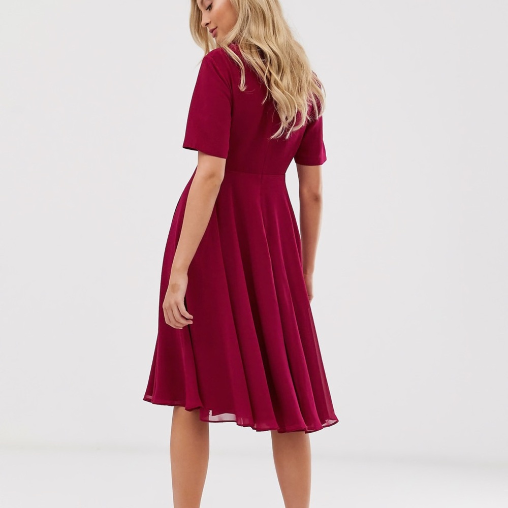 NWT ASOS DESIGN Embellished Neckline Midi Dress 4 - Picture 2 of 10